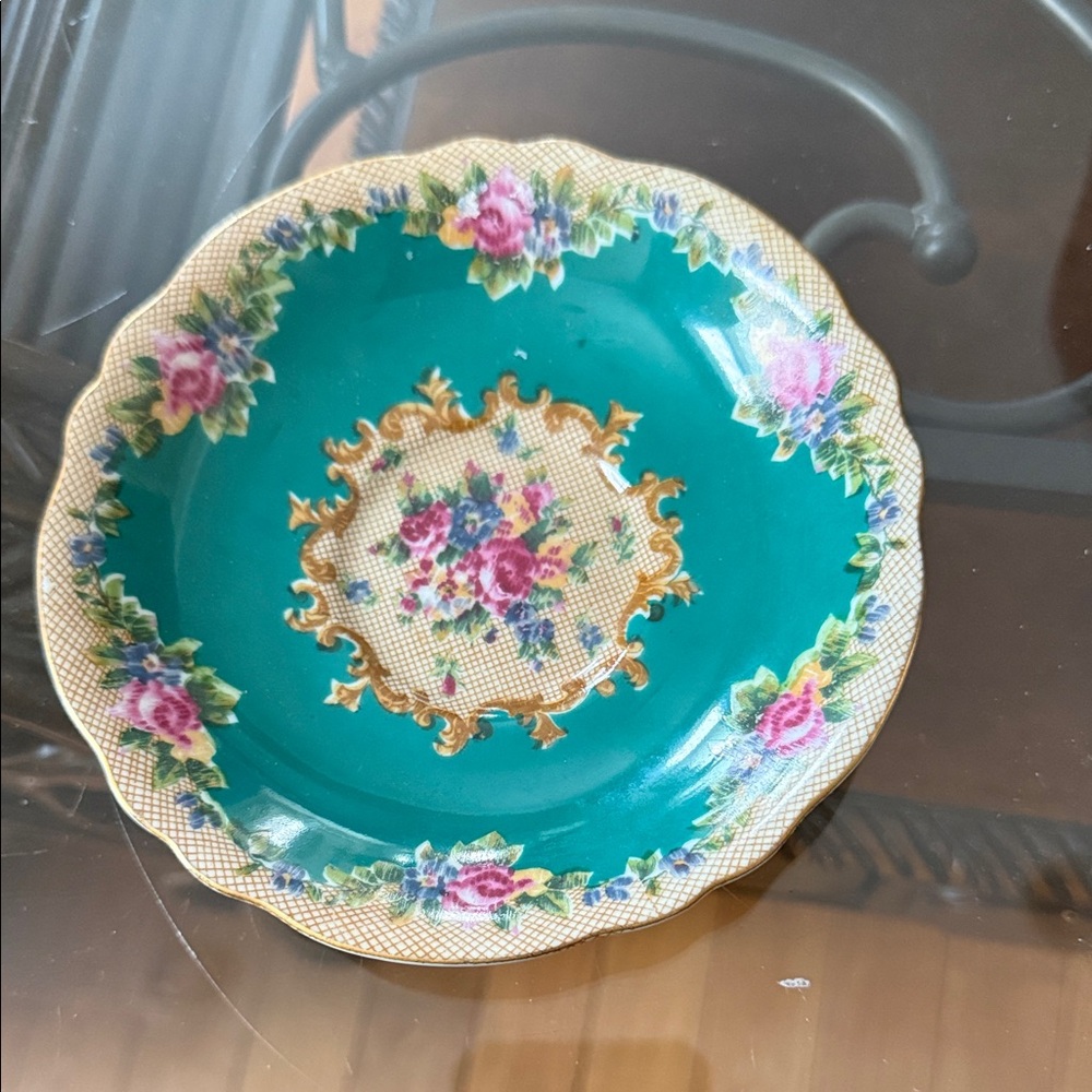 Hand-Painted Plate - Blue and Gold